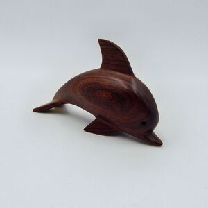 Ironwood Carved Dolphin Sculpture Figurine 5 Inch Wooden Porpoise Wood MCM Decor